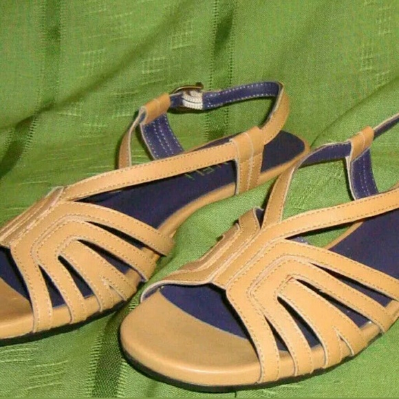 Van Eli Shoes - Vaneli BITYA Camel Tan Strappy Low Wedge Slingback